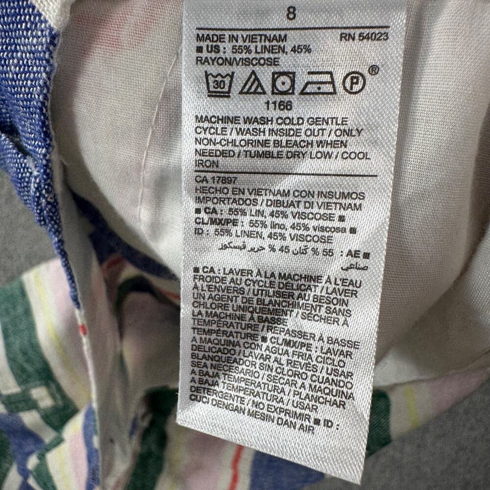 Old Navy Striped Everyday Short Women's 8 Linen Blend Blue Pink 4" Inseam - Picture 5 of 6